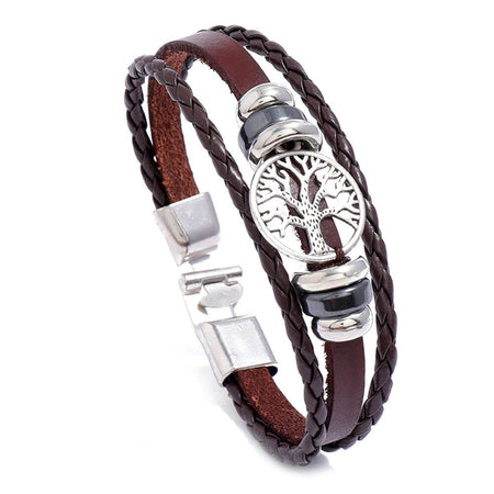 bracelet arbre de vie cuir marron