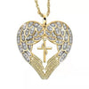 collier pendentif ailes d'ange croix chretienne or