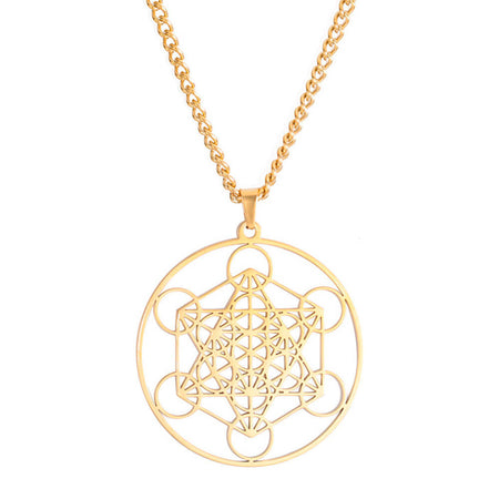 collier pendentif cube de metatron or