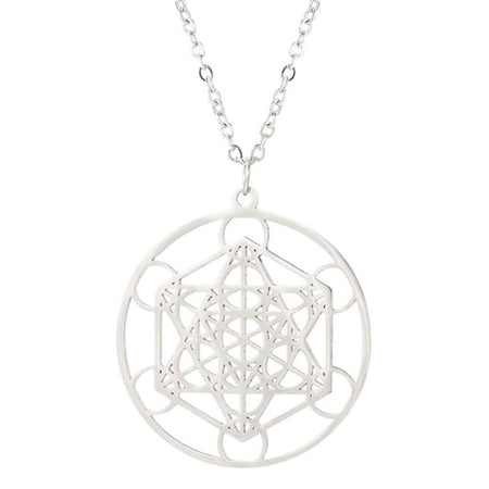 collier pendentif cube de metatron argent
