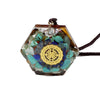 collier pendentif cube de metatron orgonite turquoise