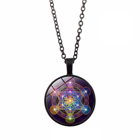 collier pendentif cube de metatron fluorescent