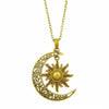 collier pendentif lune soleil or