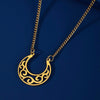 Collier pendentif lune wicca or