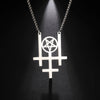 collier pendentif pentacle croix satanique argent