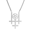 collier pendentif pentacle croix satanique argent