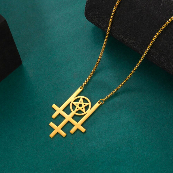 Collier Pendentif The Pentacle En Acier Inoxydable 316L - Style Mystique Et Résistant