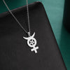 collier pendentif pentacle lune croix argent