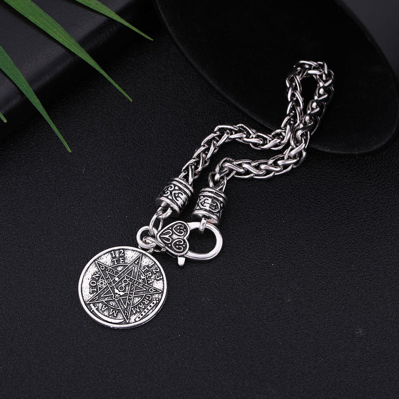 Bracelet Nœud De Sorcière Avec Pentagramme Tetragrammaton - Acier Inoxydable Réglable - Bijou Symbolique Pour Femmes