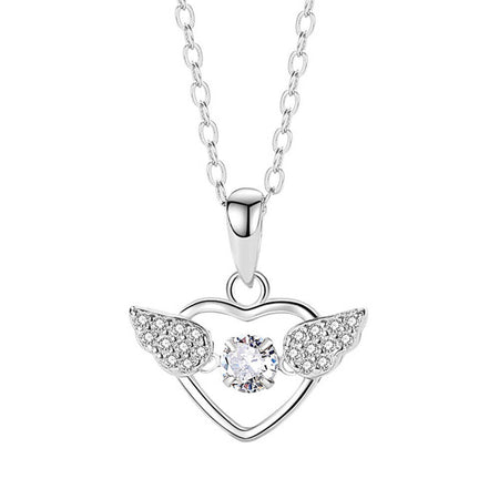 collier pendentif coeur ailes d'ange