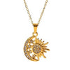 collier pendentif lune soleil or