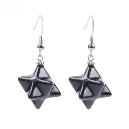 boucle oreille merkaba obsidienne noire