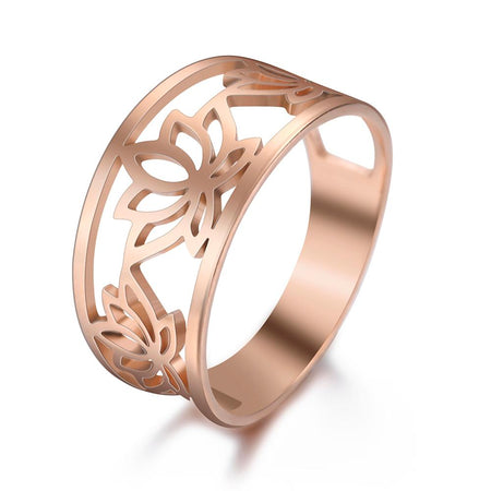 bague fleur de lotus or rose