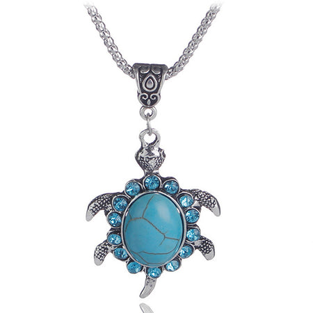 collier pendentif pierre turquoise tortue