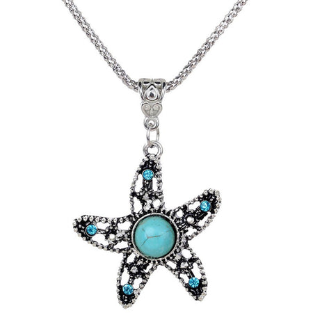 collier pendentif pierre turquoise etoile