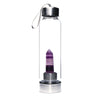 gourde bouteille eau verre pierre cristal fluorite violette