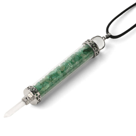 collier pendentif fiole aventurine verte