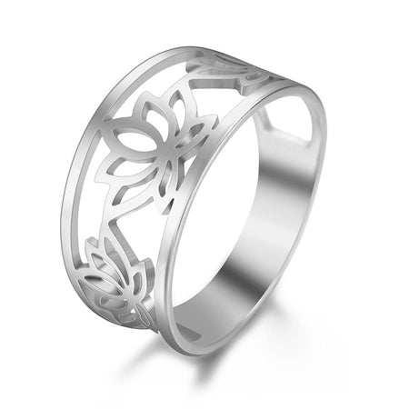 bague fleur de lotus argent