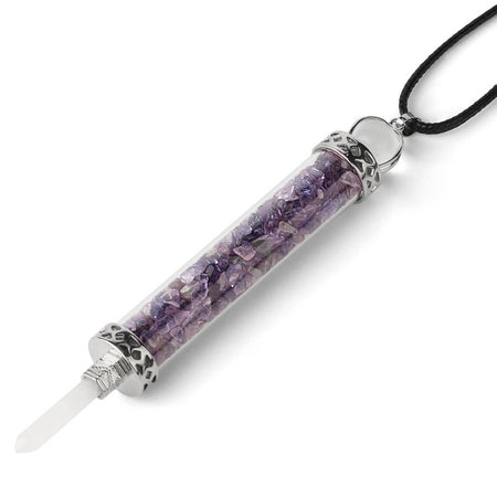 collier pendentif fiole améthyste