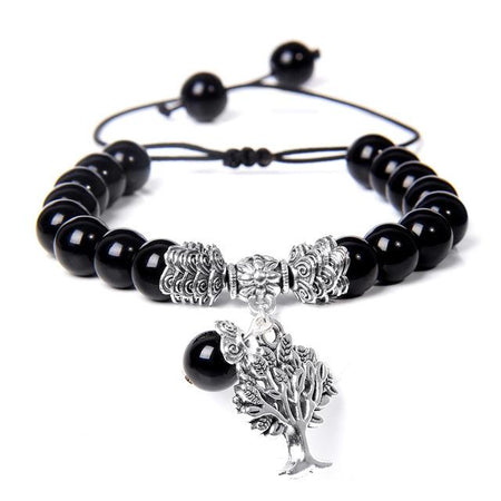 bracelet arbre de vie obsidienne noire