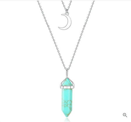 collier pendentif bijou croissant lune turquoise