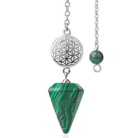 pendule divinatoire oui non fleur de vie malachite