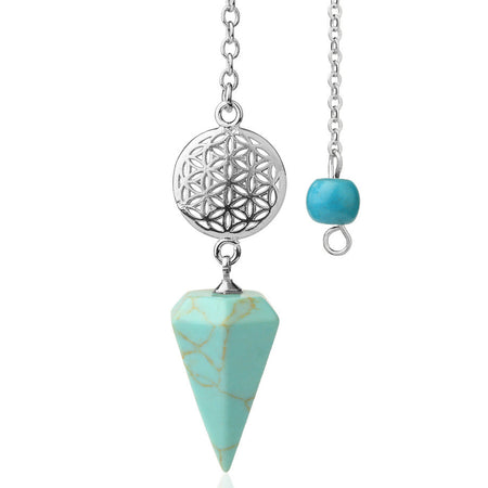 pendule divinatoire oui non fleur de vie turquoise