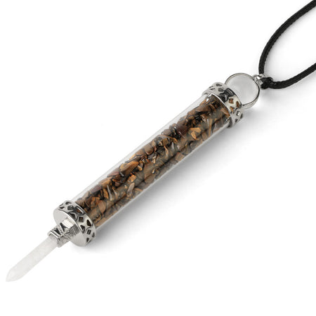 collier pendentif fiole oeil de tigre