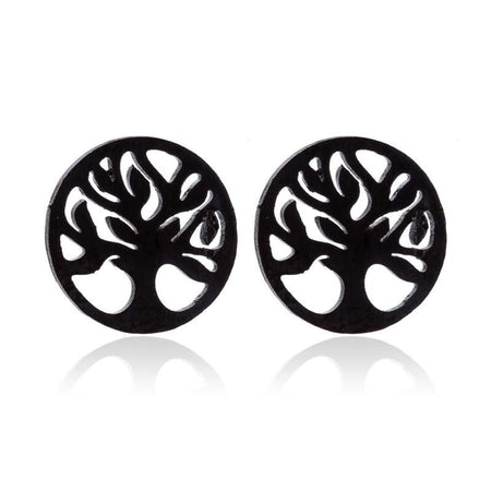 boucle d'oreille arbre de vie noir