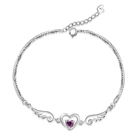 bracelet ailes d'ange coeur améthyste