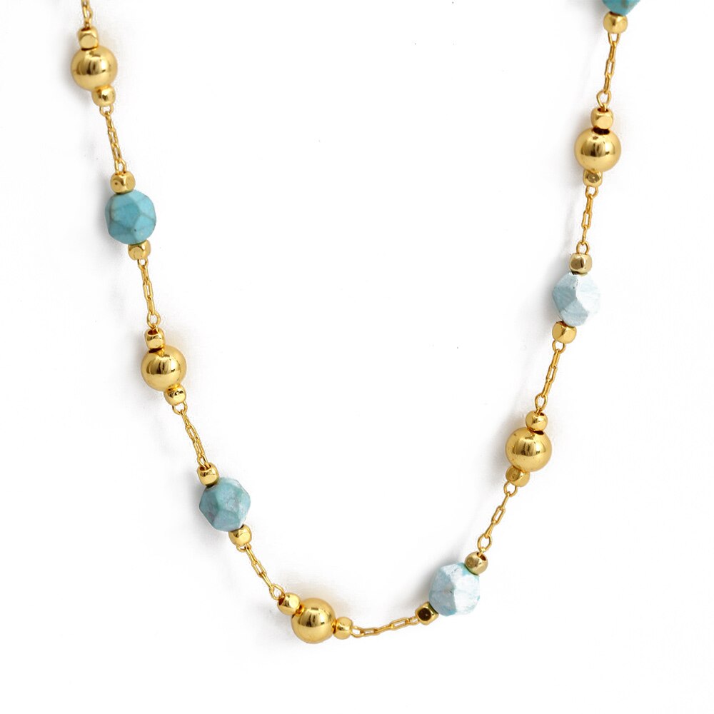 collier pierre turquoise or