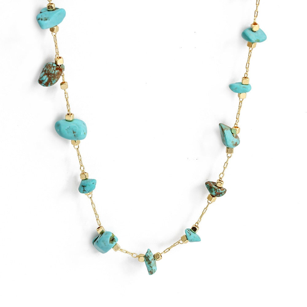 coller pierre naturelle turquoise or