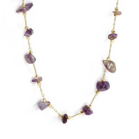 collier pierre naturelle amethyste or