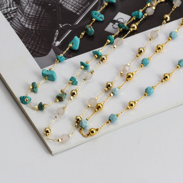 Collier Arbre De Vie En Quartz Cristal De Roche - Longueur 65 Cm, Style Bohème Ethnique, Pierre Naturelle