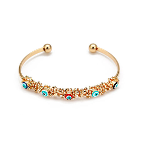 bracelet jonc oeil bleu grec femme or