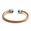 bracelet jonc oeil bleu turc torsade or