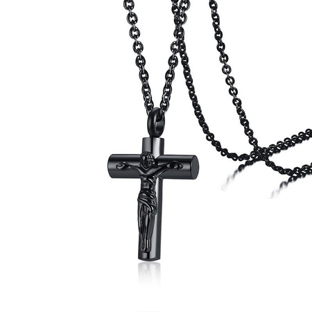 collier pendentif croix chretienne crucifix noir