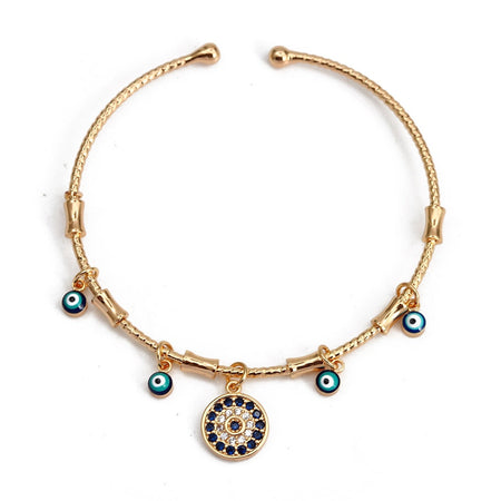 bracelet jonc oeil bleu turc or