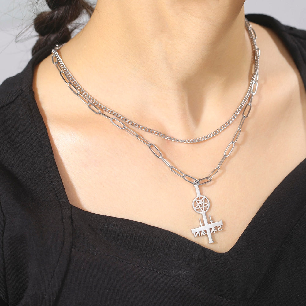 Collier Pendentif Cinquième Pentacle De Saturne - Chaîne Argent Couleur Pour Femmes Et Hommes, Bijou Élégant Et Spirituel