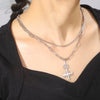 collier pendentif pentacle croix de satan argent