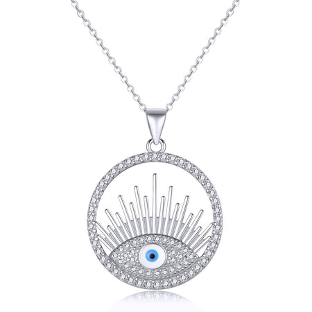 collier pendentif oeil de fatma bleu argent