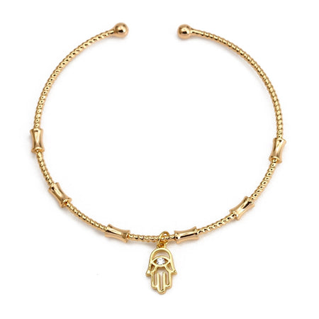 Bracelet jonc pendentif main de Fatma or