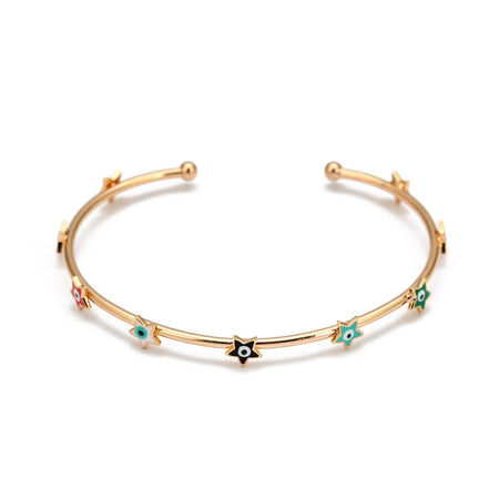 bracelet jonc oeil bleu grec turc etoile or