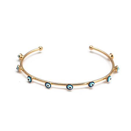 bracelet jonc mauvais oeil bleu turc or