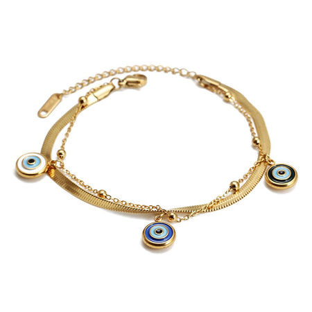 bracelet oeil bleu grec or