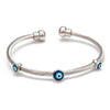 bracelet jonc torsade oeil bleu grec argent