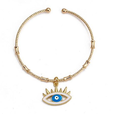 bracelet jonc oeil de fatma bleu or