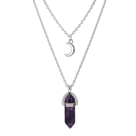 collier pendentif bijou croissant lune amethyste
