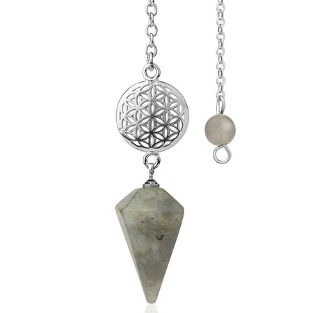pendule divinatoire oui non fleur de vie labradorite spectrolite