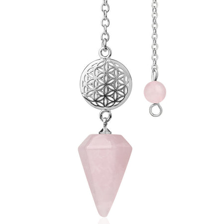 pendule divinatoire oui non fleur de vie quartz rose